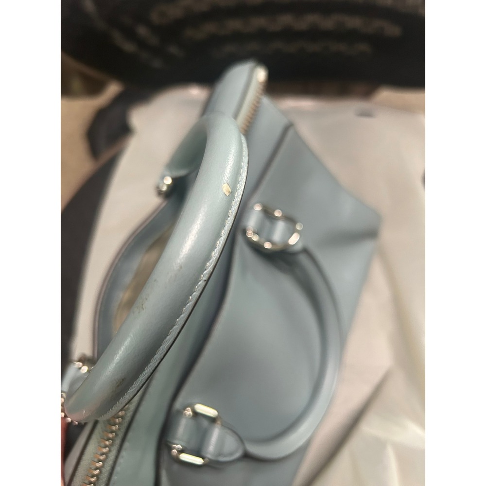 Coach Light Blue Leather Satchel Bag Silver Hardware Top Handle Zip Closure#869 - Picture 12 of 13